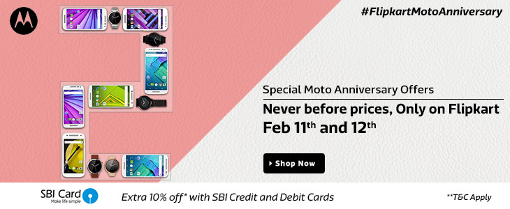 India Desire : Flipkart Moto Anniversary Sale Offer: 10% Off With SBI Cards #FlipkartMotoAnniversary